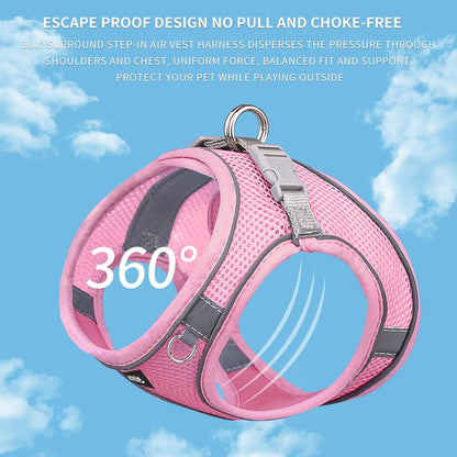 AIITLE Dog Harness and Leash Set, Step-in Puppy Pet Vest, Pure Pink XXXS