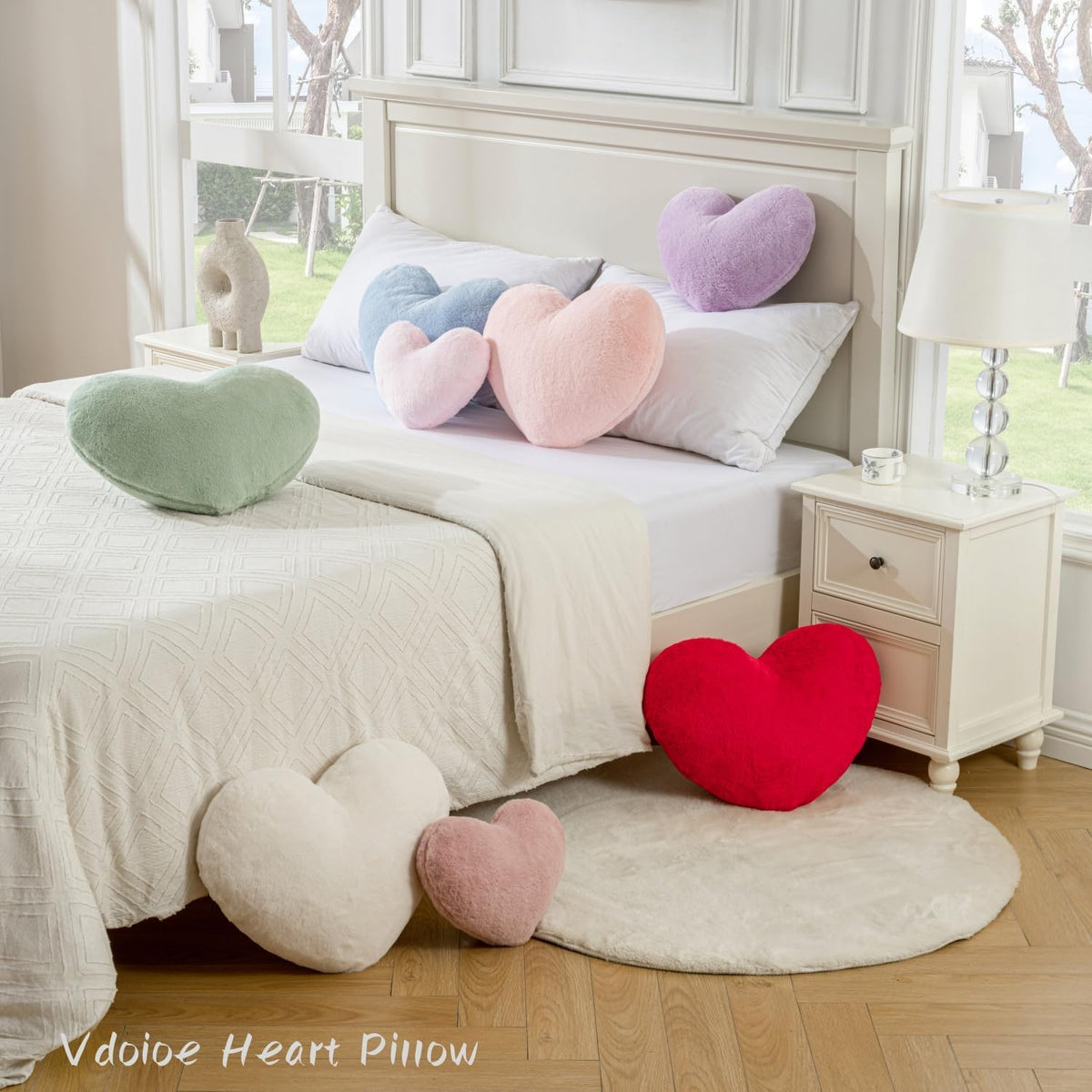 Heart Pillow,Light Pink Throw Pillows 12.8x9.8in