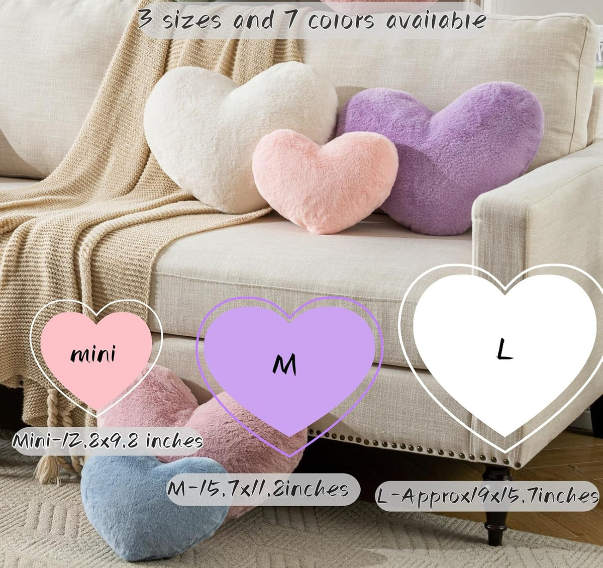 Heart Pillow,Light Pink Throw Pillows 12.8x9.8in