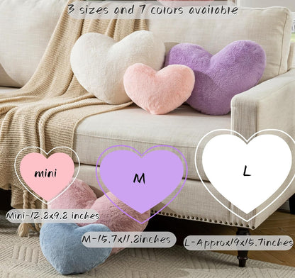 Heart Pillow,Light Pink Throw Pillows 12.8x9.8in
