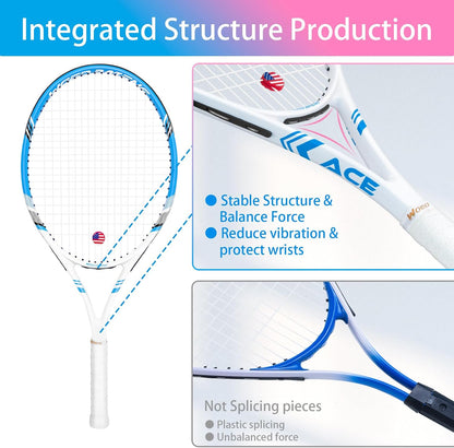 Pro Tennis Racket for Adults, 2 Player 27 inch Speed Tennis Racquet Acceptable for Beginner and Professional with 3 Tennis Balls, 2 Vibration Dampes, 2 Overgrips, Tennis Bag