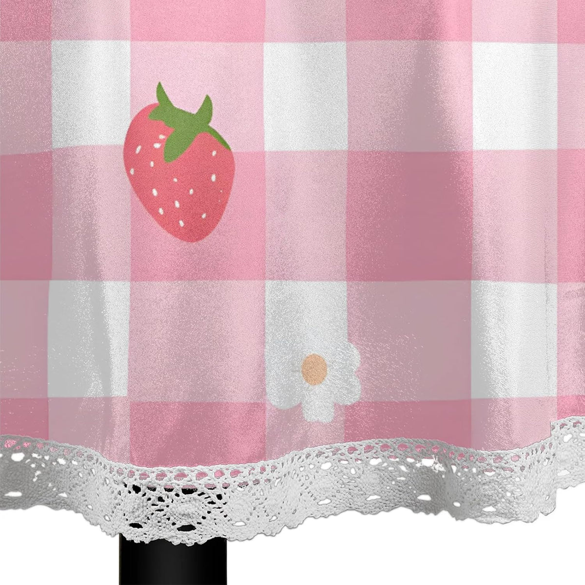 Pink Check Pattern Round Tablecloth 60 Inch Lace Tablecloth Kitchen Restaurant Tabletop Decorative Table Cover