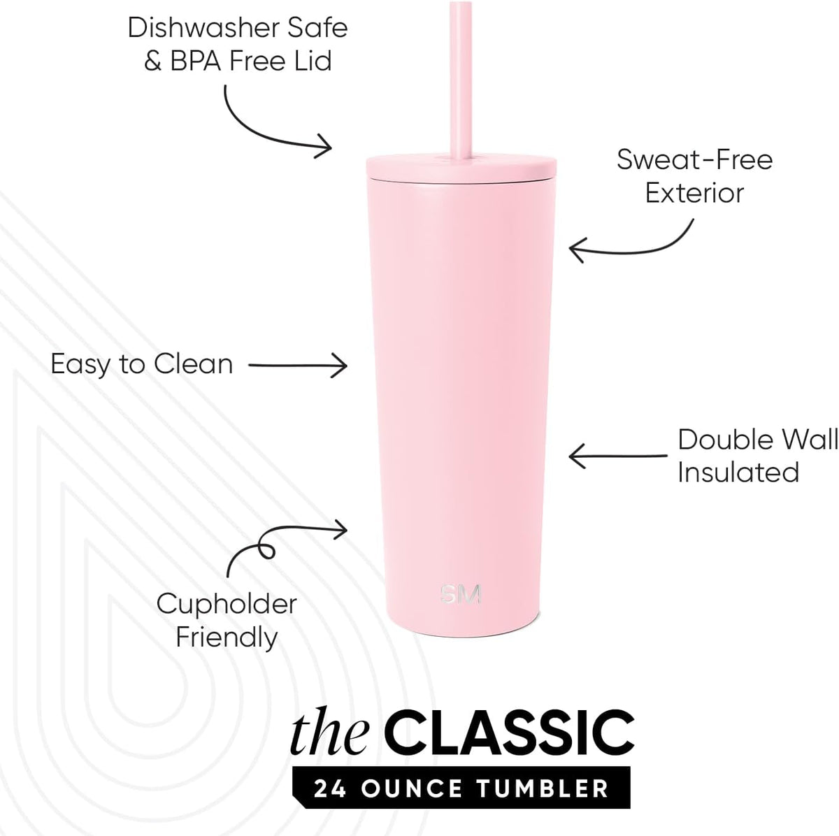 Iced Coffee Tumbler, Insulated | 24oz | Pink
