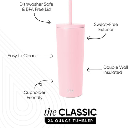 Iced Coffee Tumbler, Insulated | 24oz | Pink