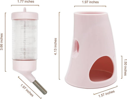 Hamster Water Bottle with Stand, Small Animal Water Dispenser, with Hideout Space, Leak-Proof, for Dwarf Hamsters