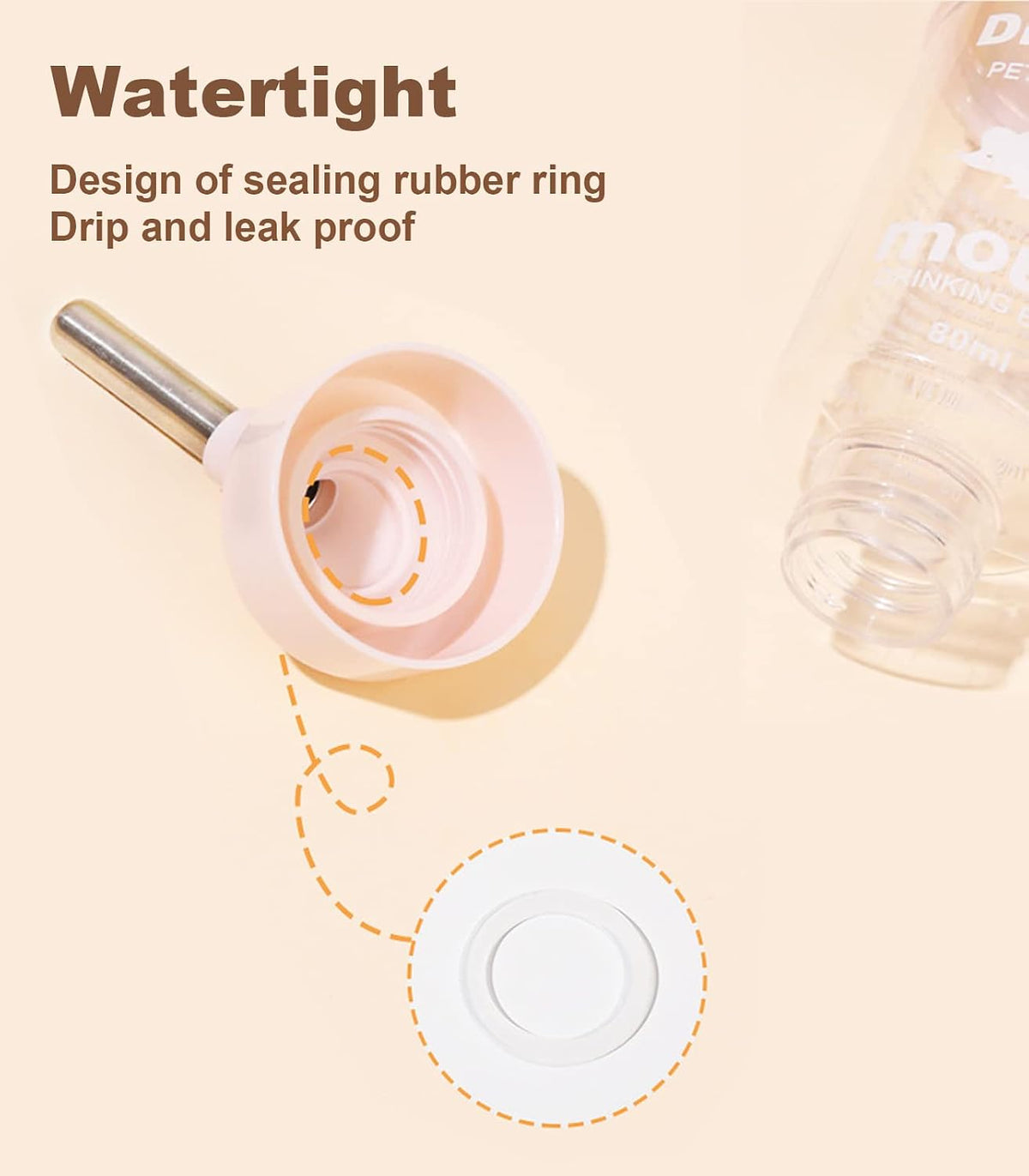 Hamster Water Bottle with Stand, Small Animal Water Dispenser, with Hideout Space, Leak-Proof, for Dwarf Hamsters