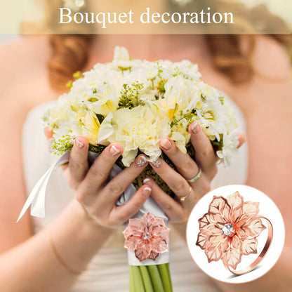 24 Pcs Rose Gold Napkin Rings, Hollow Flower Napkin Holders Buckles