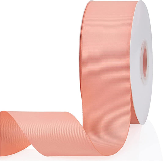 Peach 2" X 50 Yards Solid Color Double Faced Grosgrain Ribbon for Gifts Wrapping, Wedding, Party, Crafts, Hair Bows, Flowers, Home DIY Decor