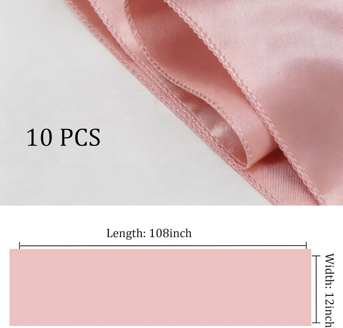 Wedding Satin Table Runners 10 Pack Universal Polyester Table Runner for Party Birthday Anniversary Retirement Engagement Banquets Graduation Bridal Shower Outdoor Events Decor (Blush Pink, 10 pcs)