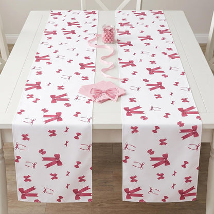 2 Pieces Pink Bow Table Runners Bow Valentine's Day Birthday Party Favors Supplies Decorations Table Decorative Cover