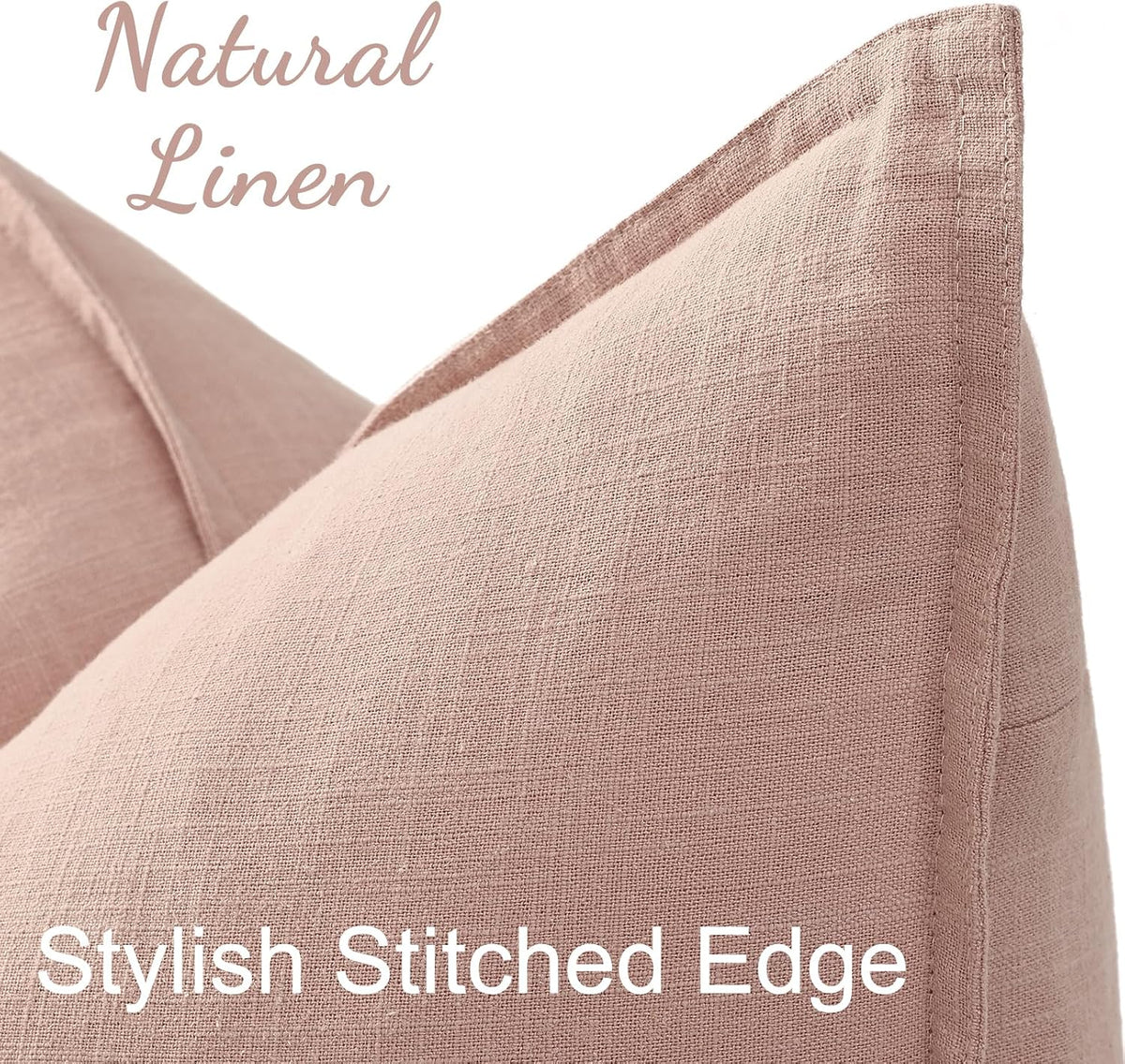 Fall Pink Linen Throw Pillow Covers 18x18 Set of 2