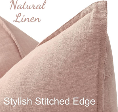 Fall Pink Linen Throw Pillow Covers 18x18 Set of 2