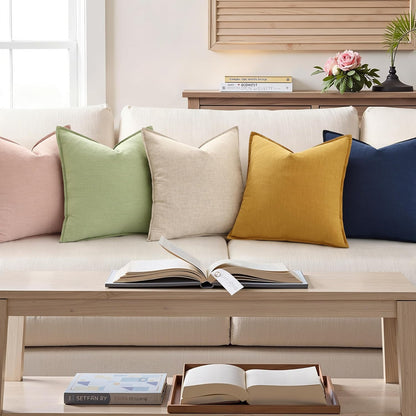 Fall Pink Linen Throw Pillow Covers 18x18 Set of 2