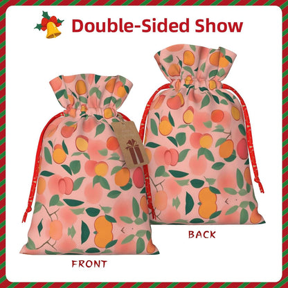 Peach Pattern Seamless 1pcs Christmas Drawstring Tote 4.7x 6.9in,Robust Bag For Gifts And Everyday Used Essentials