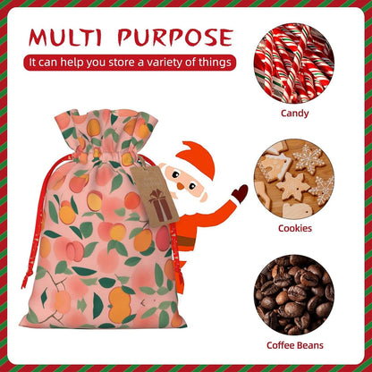 Peach Pattern Seamless 1pcs Christmas Drawstring Tote 4.7x 6.9in,Robust Bag For Gifts And Everyday Used Essentials