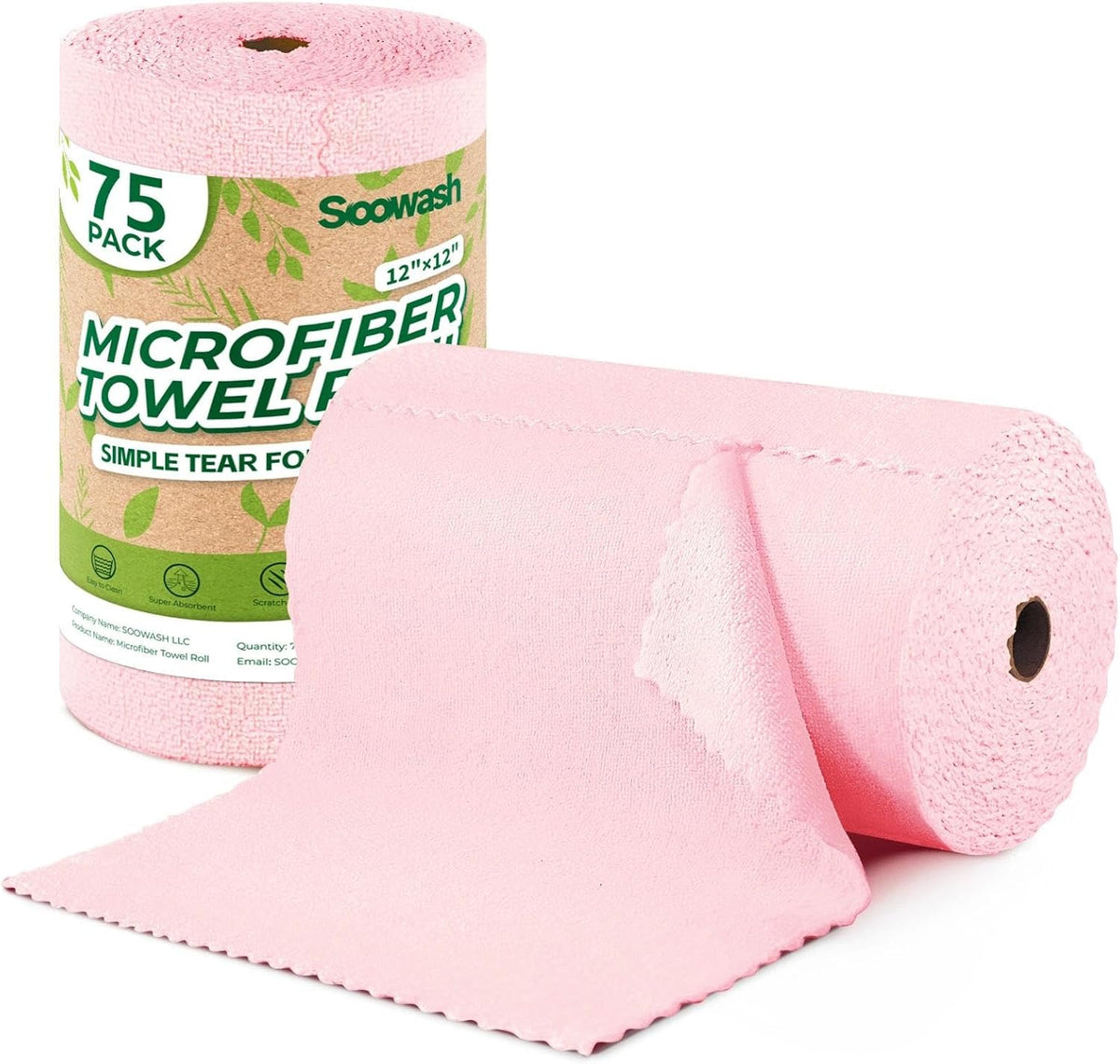 Microfiber Cleaning Cloths Roll 75 Pack 12x12 Inch Lint Free