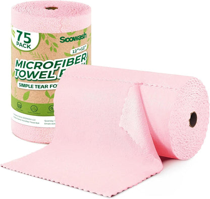 Microfiber Cleaning Cloths Roll 75 Pack 12x12 Inch Lint Free