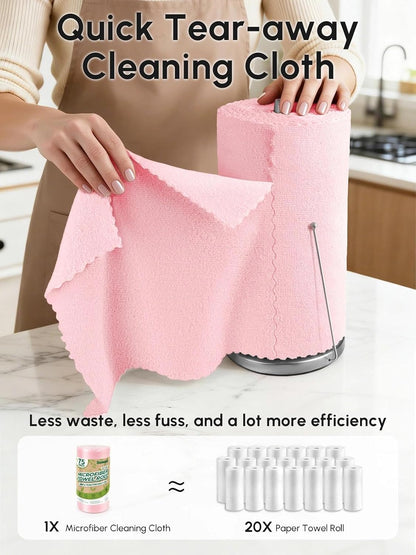 Microfiber Cleaning Cloths Roll 75 Pack 12x12 Inch Lint Free