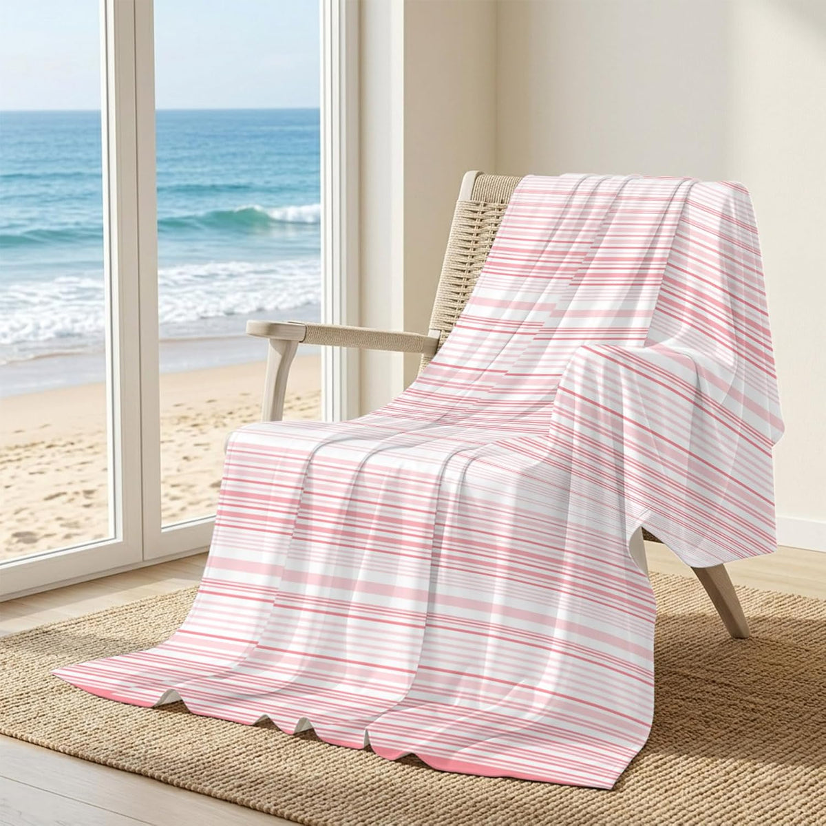 50"x60" Standard Throw Cooling Blanket Pink Stripes Ice Silk Lightweight Breathable Soft Summer Blanket for Hot Sleepers Couch Bed Sofa Camping Classic Striped Lines