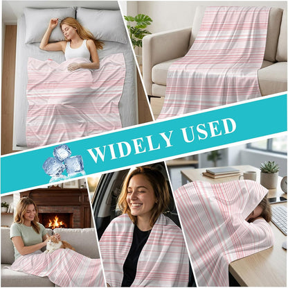 50"x60" Standard Throw Cooling Blanket Pink Stripes Ice Silk Lightweight Breathable Soft Summer Blanket for Hot Sleepers Couch Bed Sofa Camping Classic Striped Lines