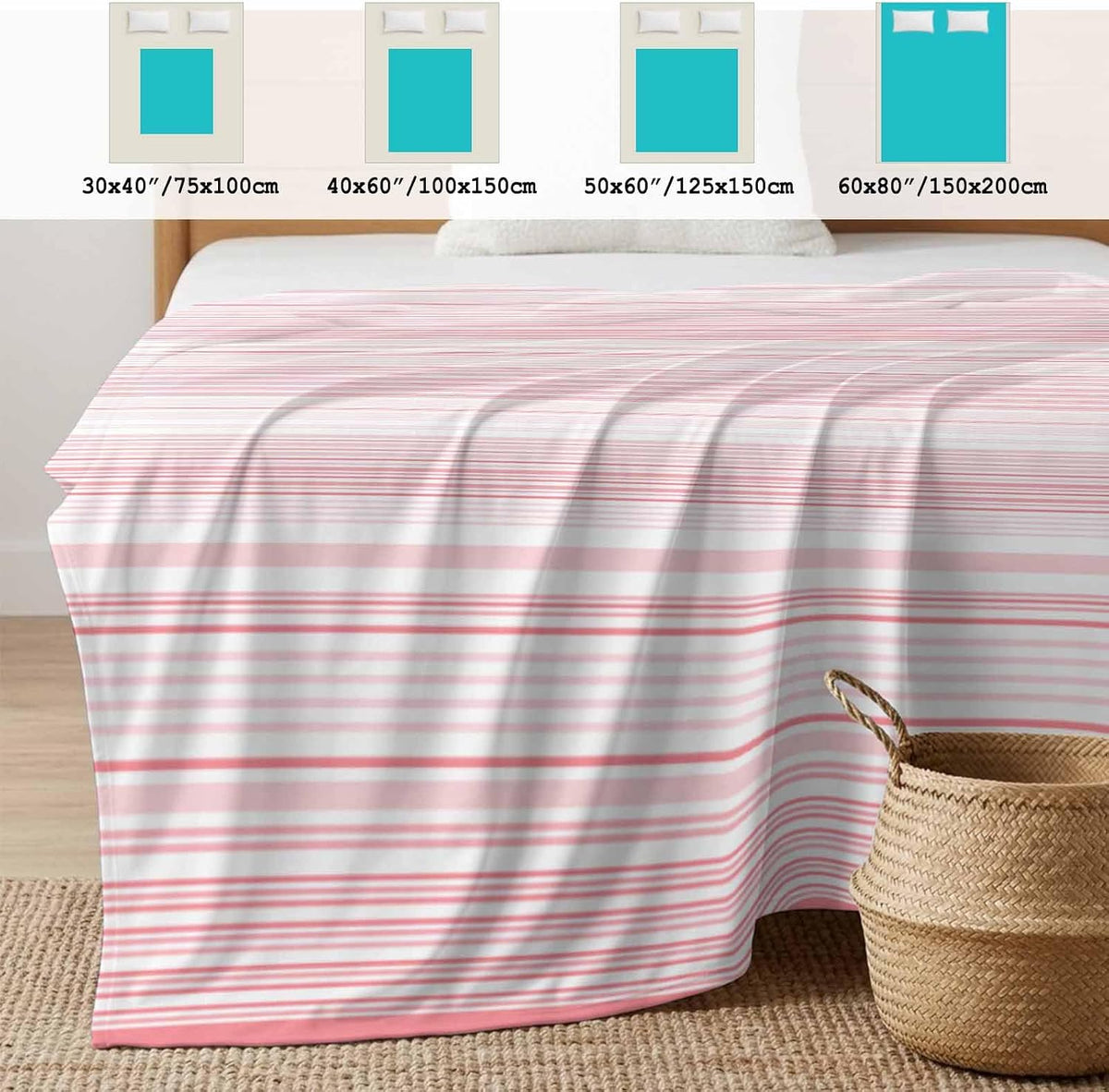 50"x60" Standard Throw Cooling Blanket Pink Stripes Ice Silk Lightweight Breathable Soft Summer Blanket for Hot Sleepers Couch Bed Sofa Camping Classic Striped Lines