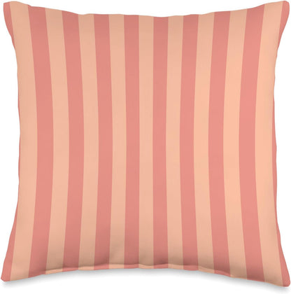 Modern Vertical Stripe Pattern Orange Peach Summer Vibes Throw Pillow