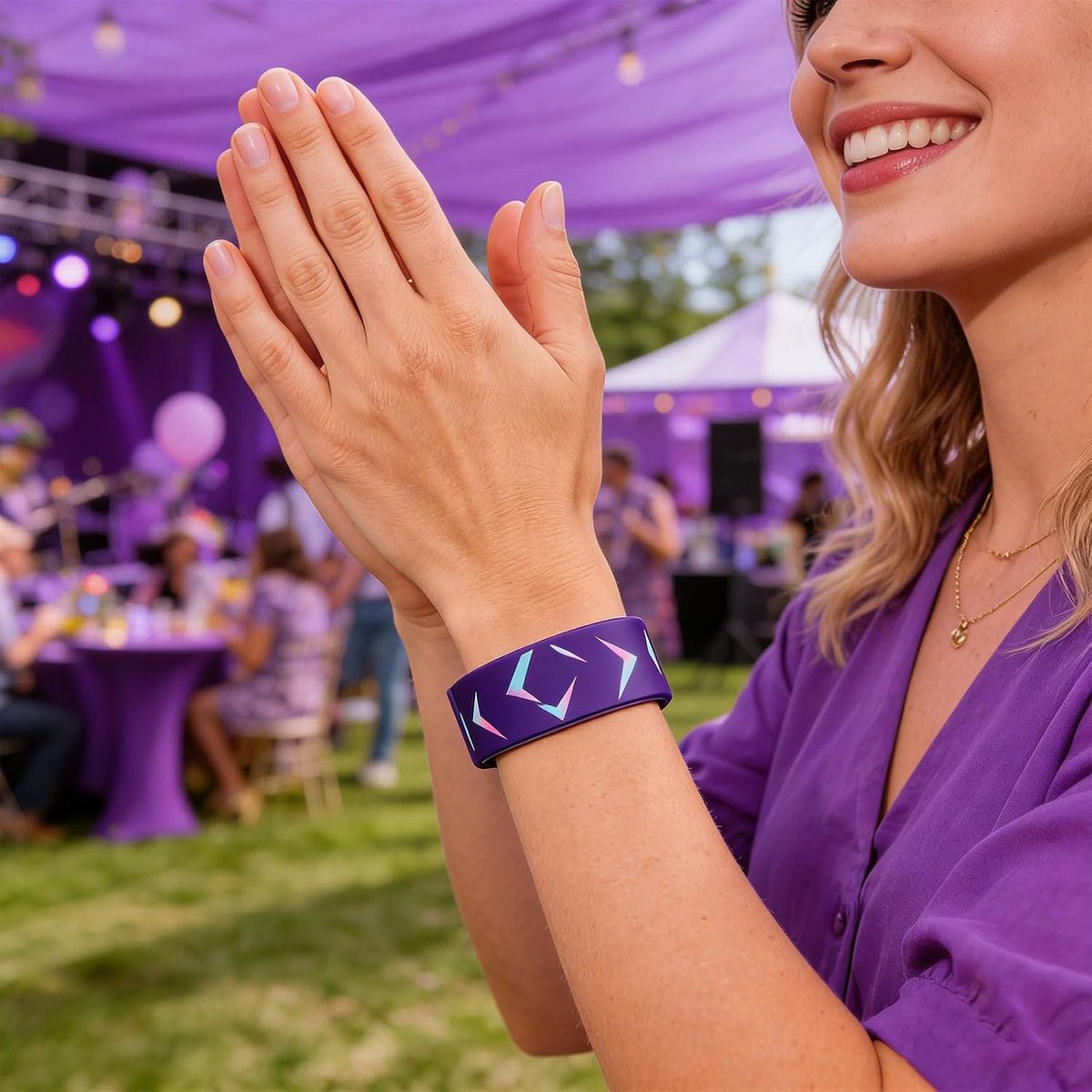 Purple Pink Party Favors 24 Pcs Slap Bracelets Set K-Pop Fans Hunters Toys, Birthday Party Favors, Fan Gifts & Daily Wear Wristbands