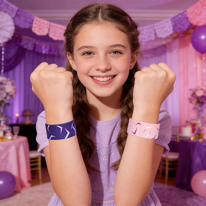 Purple Pink Party Favors 24 Pcs Slap Bracelets Set K-Pop Fans Hunters Toys, Birthday Party Favors, Fan Gifts & Daily Wear Wristbands