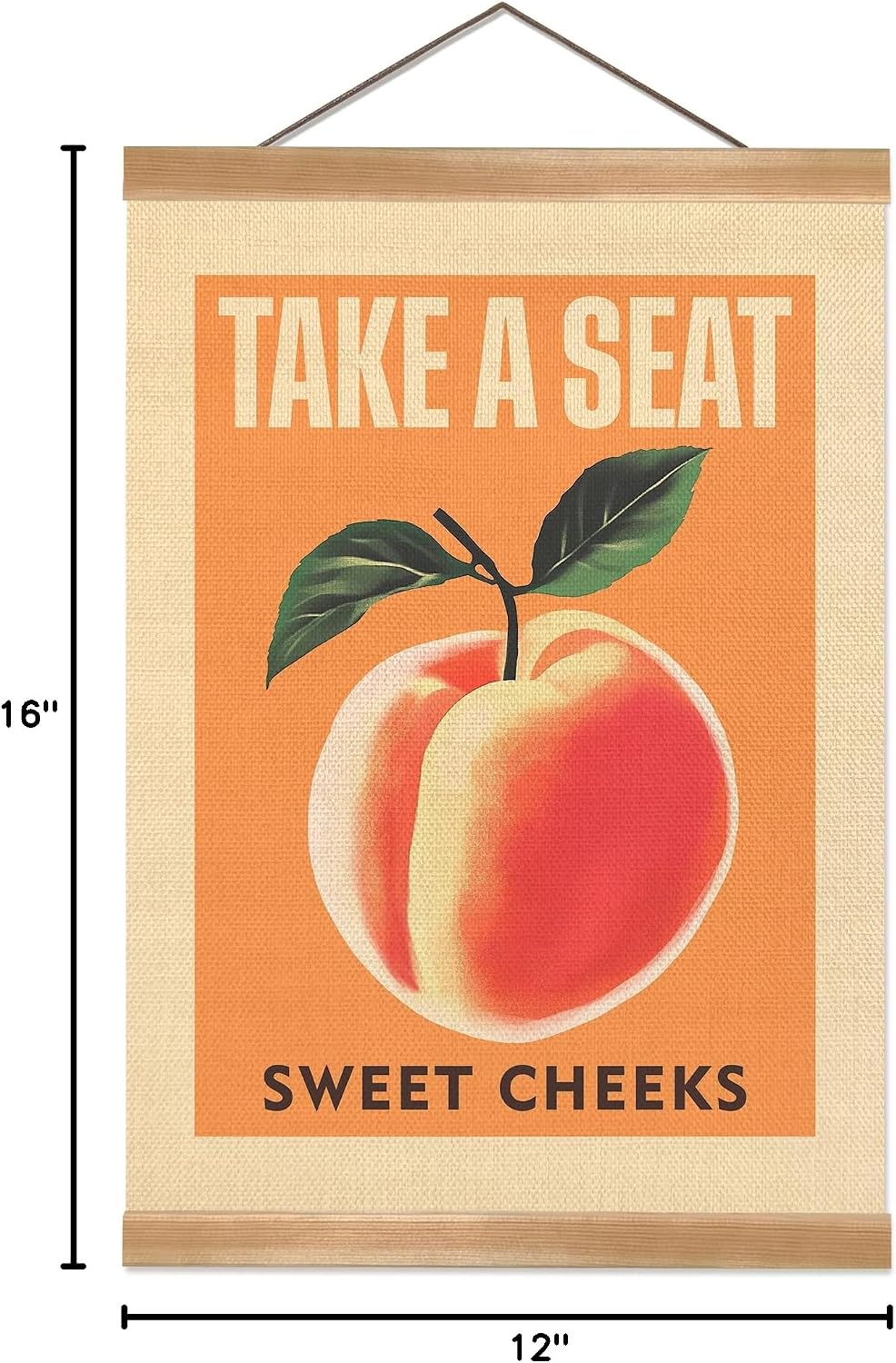 Funny Peach Bathroom Decor Wall Art,Take A Seat Sweet Cheeks Wall Art,Lovely Fruit Poster Bathroom Decor, Restroom Humor Sign for Toilet,Powder Room (Peach)