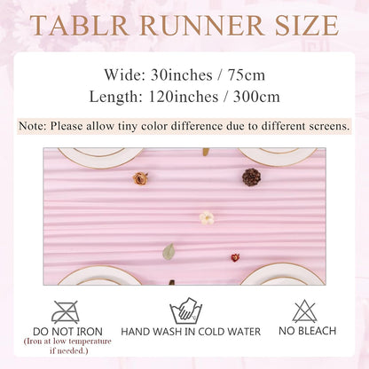 10FT Blushing Pink Chiffon Table Runner 30x120 Inches Spring Boho Sheer Fabric Table Runner for Wedding BridalShower Birthday Party Valentine's Day Decorations