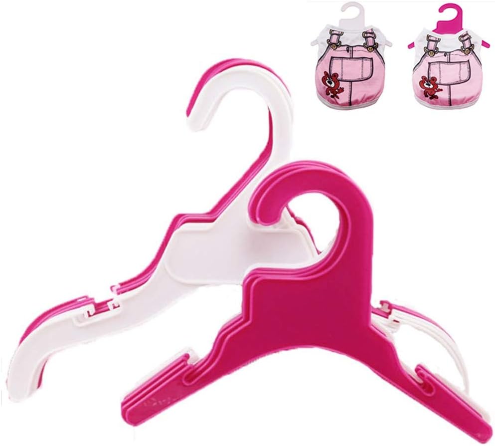 Pet Clothing Hanger, 10PCS Plastic Anti-Skid Dog Puppy Cat Clothes Clothing Rack for Small Animals (Pink, S