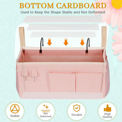 Bedside Storage Caddy/Bedside Hanging Storage Bag for Headboards Bunk Beds Dorm Rooms Book Phone Magazine Holder (Light Pink)