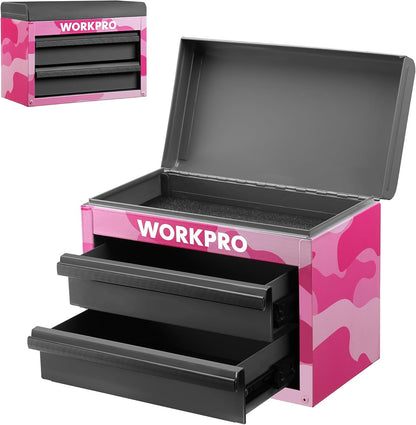 Metal Mini Tool Box with 2 Drawers and Top Storage