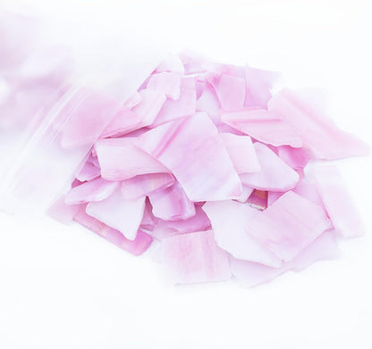 Irregular Stained Glass Scraps Mosaic Tiles Pieces 1-3cm Broken Glass Pieces Shapes for Crafts,Fusing,DIY Resin Art, Mosaic Making Projects,Frames,Vases,Aquarium Gravel,410g/14.5oz (Pink)