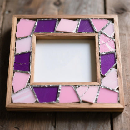 Irregular Stained Glass Scraps Mosaic Tiles Pieces 1-3cm Broken Glass Pieces Shapes for Crafts,Fusing,DIY Resin Art, Mosaic Making Projects,Frames,Vases,Aquarium Gravel,410g/14.5oz (Pink)