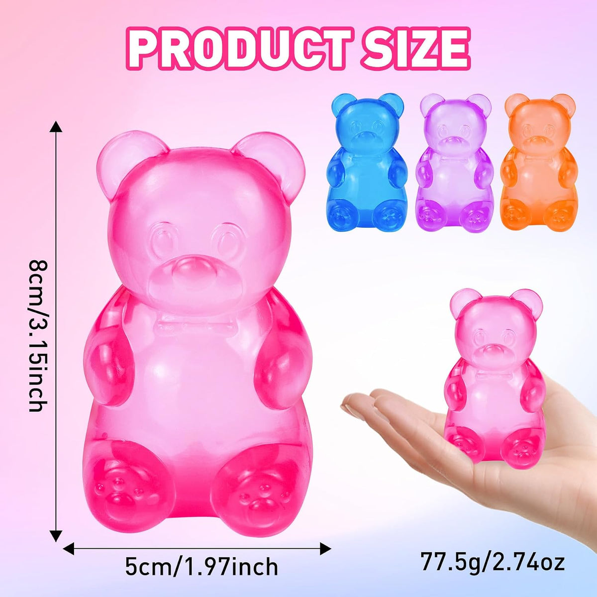 Bear Squishy, Stress Bear Taba Squishy, Taba Squishy Toys for Kids, Stress Balls Valentines Day Gifts Birthday Gifts Party Favors-Rosy