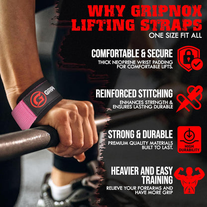 Lifting Straps for Weightlifting, Cotton Heavy Duty Gym Straps with 5MM Neoprene Padding for Men & Women – 60CM Anti Slip Durable Wrist Straps for Weightlifting & Powerlifting.
