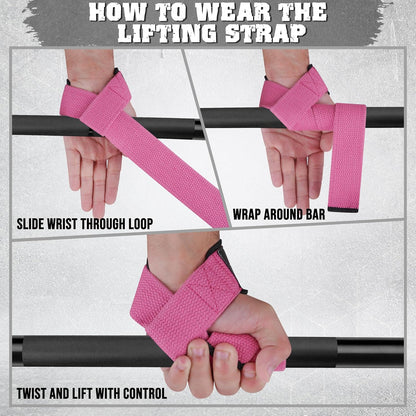 Lifting Straps for Weightlifting, Cotton Heavy Duty Gym Straps with 5MM Neoprene Padding for Men & Women – 60CM Anti Slip Durable Wrist Straps for Weightlifting & Powerlifting.