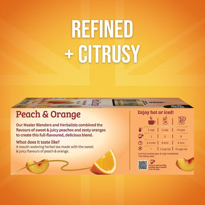 Peach & Orange Herbal Tea Individually Wrapped Bags, 100 Count (Pack of 1), Juicy & Fruity, Naturally Caffeine-Free, Enjoy Hot or Iced, 100 Teabags
