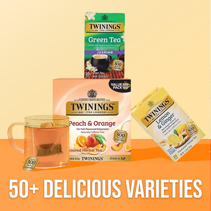 Peach & Orange Herbal Tea Individually Wrapped Bags, 100 Count (Pack of 1), Juicy & Fruity, Naturally Caffeine-Free, Enjoy Hot or Iced, 100 Teabags