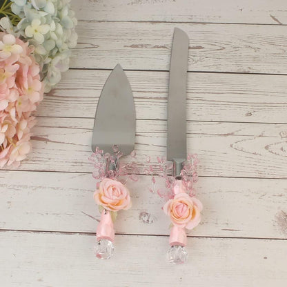 2 Pieces-Pink Series Cake Shovel Wedding Site Prop Bread Knife Western Wedding Supplies Stainless Steel Cake Shovel Server Set Birthday Party Pizza and Fork Baking Tools