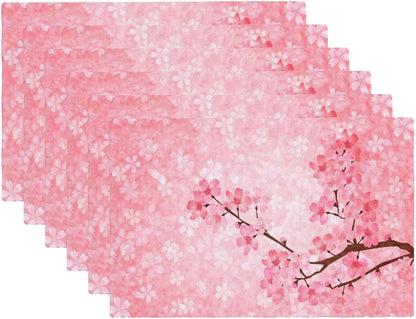 Cherry Blossom Placemats Rectangular Linen Table Placemet Set of 6