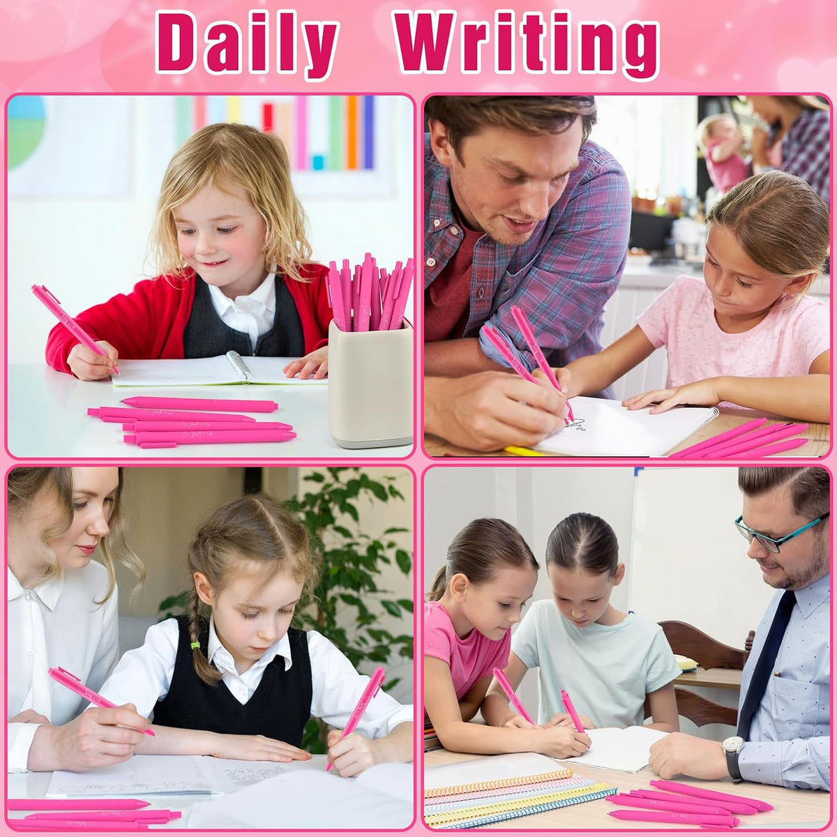 60 Pcs Baby Shower Ballpoint Pen Baby Shower Party Favor Retractable Pink Ballpoint Pen with Black Ink for Girl Guest Teacher Student Office School Writing Journal Party Supplies