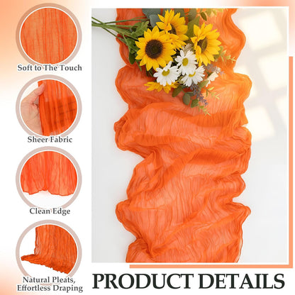 6 Pcs Hot Pink and Orange Cheesecloth Table Runners 118"