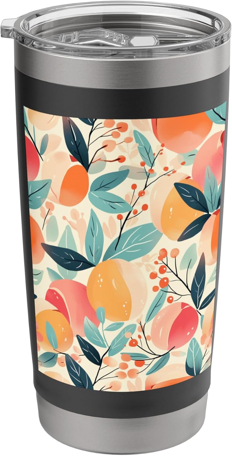 Vintage Fruit Pattern Art Peach Stainless Steel Insulated Tumbler