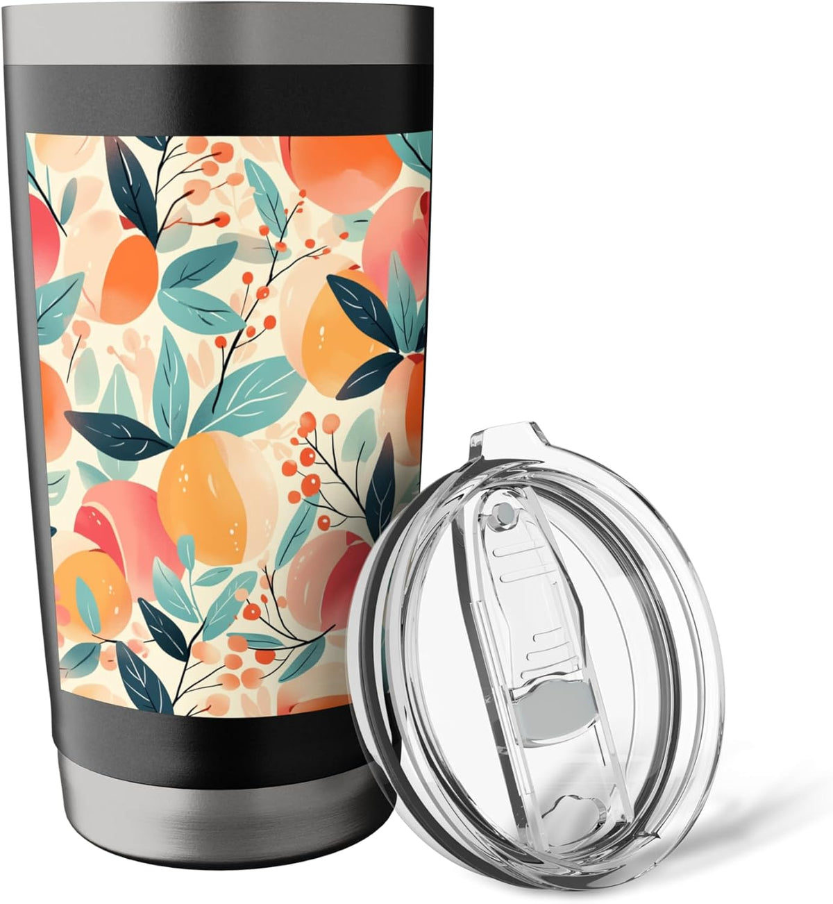 Vintage Fruit Pattern Art Peach Stainless Steel Insulated Tumbler
