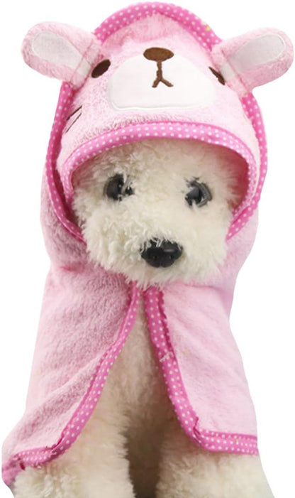 Pet Hooded Bath Towel Cartoon Drying Bath Towel Absorbent Bathrobe Warm Blanket