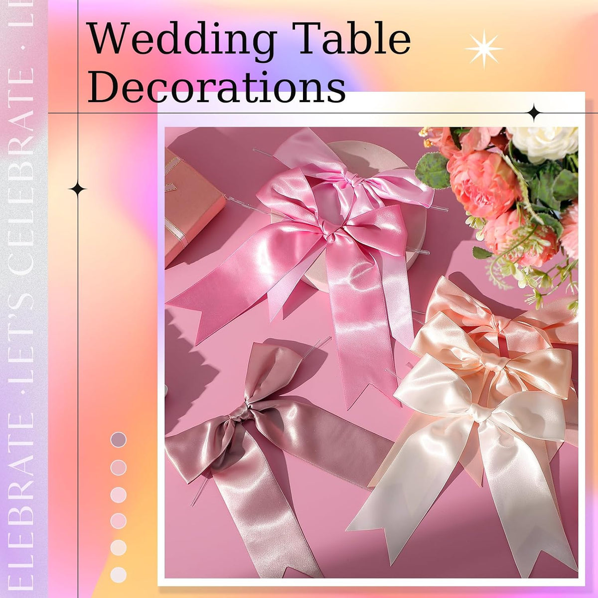 24 Pcs 6 x 8 Inch Tie Bows Pastel Satin Ribbon Bows with Twist Tie Craft for Gift Wrapping Wedding Wall Backdrop Baby Shower Birthday Decorations (Dusty Pink)