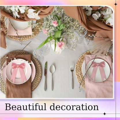 24 Pcs 6 x 8 Inch Tie Bows Pastel Satin Ribbon Bows with Twist Tie Craft for Gift Wrapping Wedding Wall Backdrop Baby Shower Birthday Decorations (Dusty Pink)