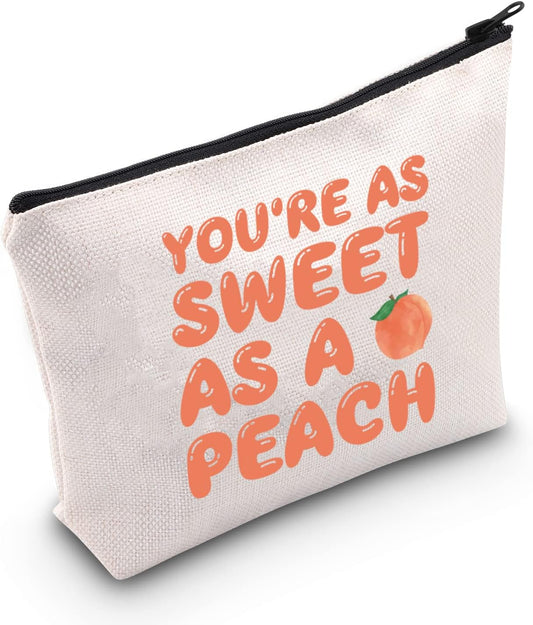 Peach Zipper Pouch Peach Friendship Gift Women Peach Stuff Wish Cosmetic Bag Peaches Fruit Theme Gift For Peach Lover (peach)